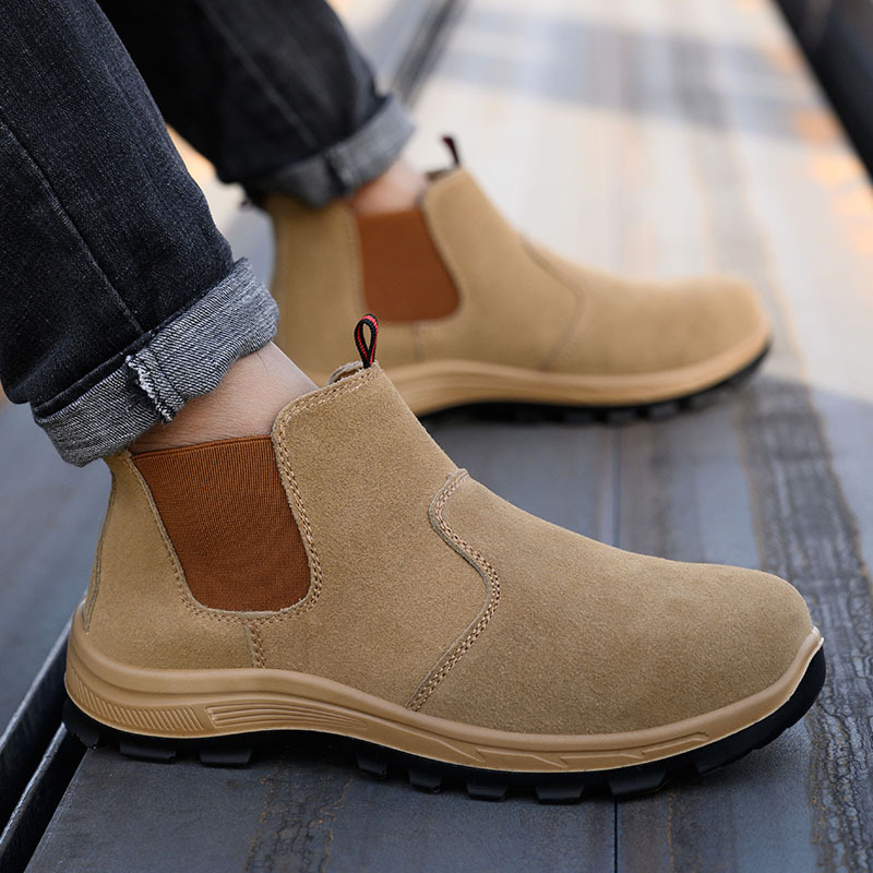 Anti-Smash, Anti-Puncture, Wear-Resistant Safety Shoes Men's Steel Toe Four-Season Protective Work Shoes Cross-Border Slip-on Safety Shoes