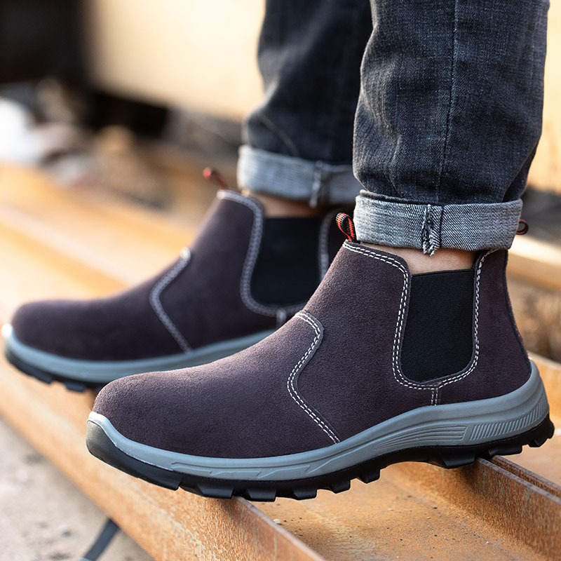 Anti-Smash, Anti-Puncture, Wear-Resistant Safety Shoes Men's Steel Toe Four-Season Protective Work Shoes Cross-Border Slip-on Safety Shoes