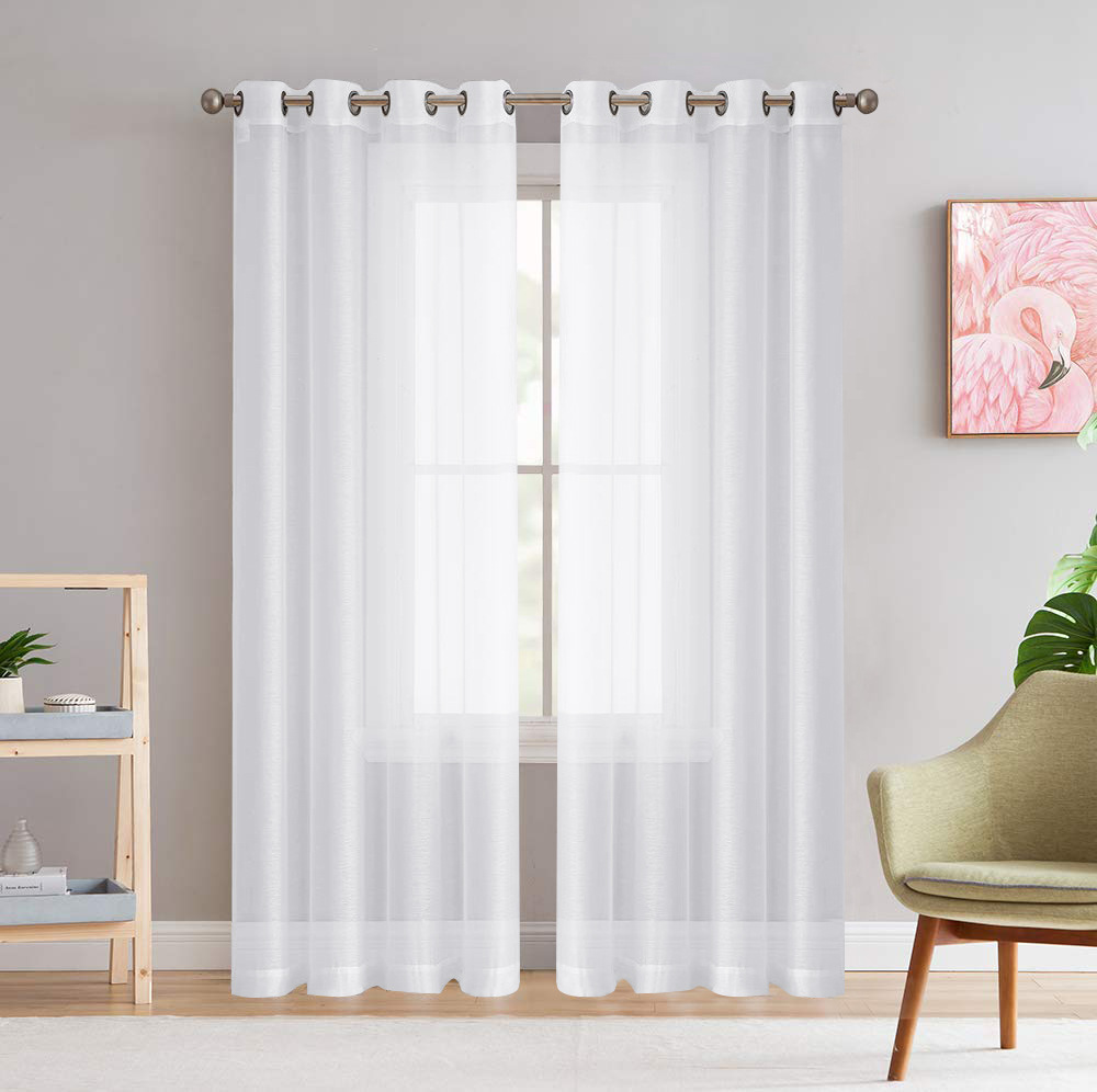 Double-string Trilon Transparent White Gauze Curtain Gauze Curtain Draping Semi-shading Balcony Thin Window Screen Bay Window Nordic Transparent