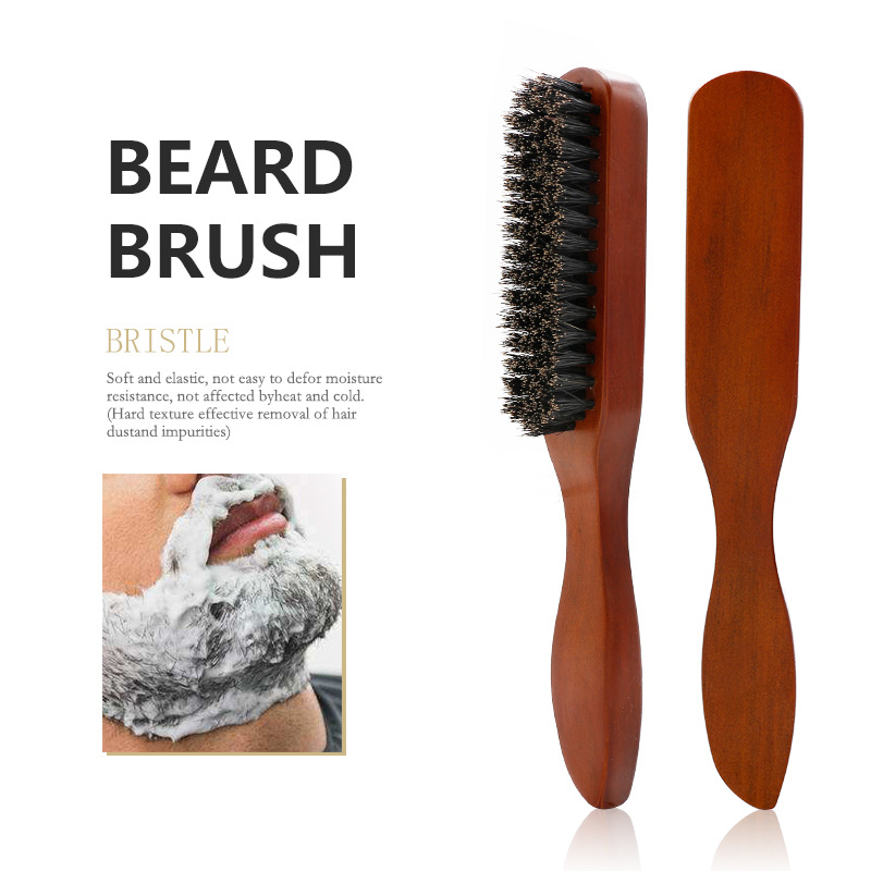 Cross-border hair sweeping barbershop cleaning brush solid wood mane beard brush hairdressing oil head brush beard styling comb