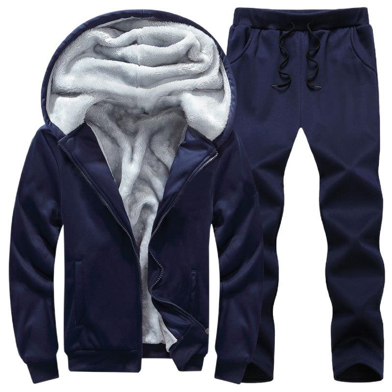 Men's Winter Casual Sports Suit Sweater Cardigan Large Size Fleece-lined Thickened Cross-border Youth Fashion Suit