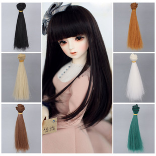 Transocean direct BJD SD ob11 doll high temperature silk wig hair row straight hair Kerr hair multi-color 15cm