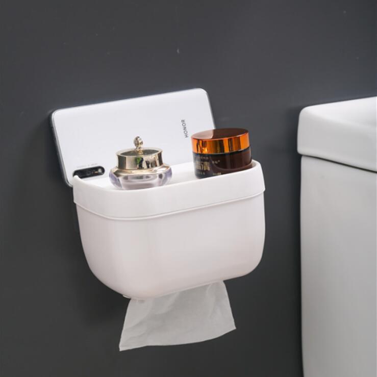 Waterproof Tissue Box Storage Rack Wall Hanging Storage Rack Toilet Seamless Paste Tissue Box Paper Roll Paper Box Toilet