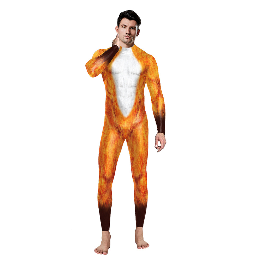 20.23 million Holy Festival New Men's and Women's Couple Suit Animal Tiger Skin cos Leopard Print Digital Print Jumpsuit