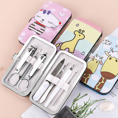 Creative Internet red cartoon 7-piece nail clippers manufacturers portable manicure nail tools home nail clippers set