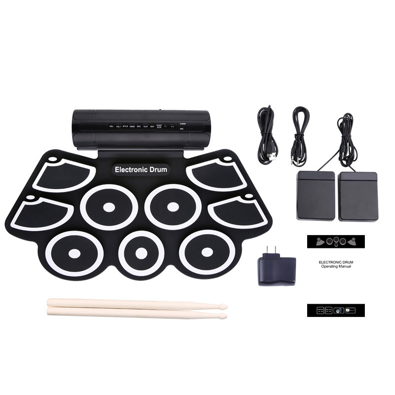 Convenient hand roll electronic drum silicone drum set hand roll jazz drum wholesale agent stereo dual horn