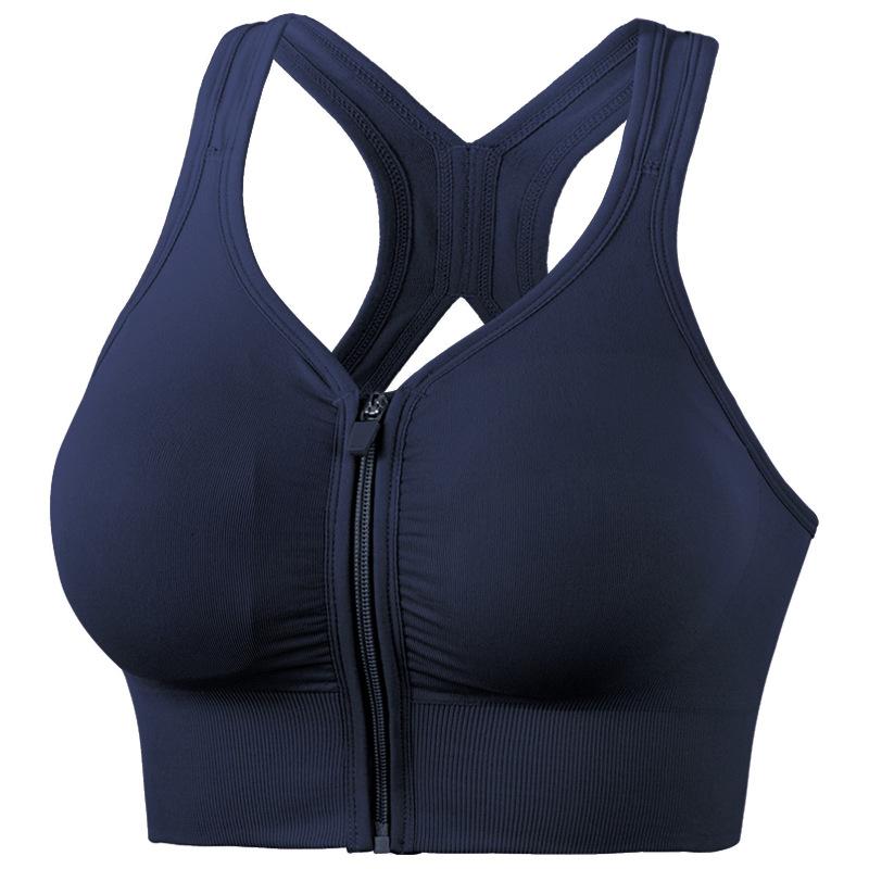 High-strength Shockproof Push-up plus size Front Zipper Running Sports Bra Beautiful Back Integrated Shaping Bra Sports Underwear