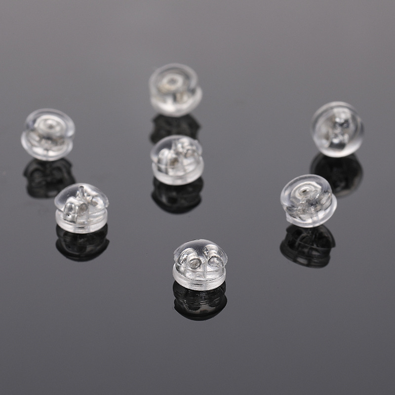 diy earrings accessories 18K real gold plating transparent plastic silicone earrings earrings pearl earrings back plug