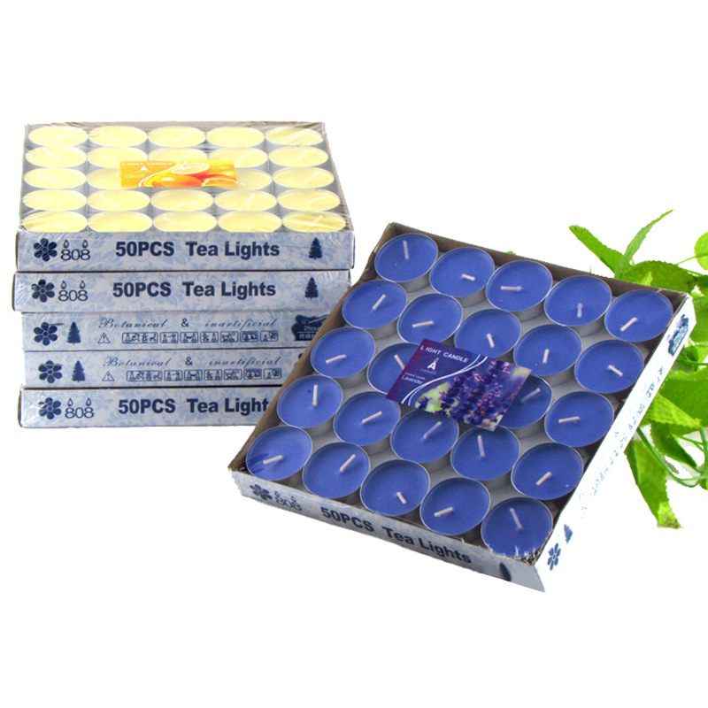 批發50粒裝彩色卷邊鋁殼蠟燭無煙無味茶蠟加熱擺造型多用途跨境