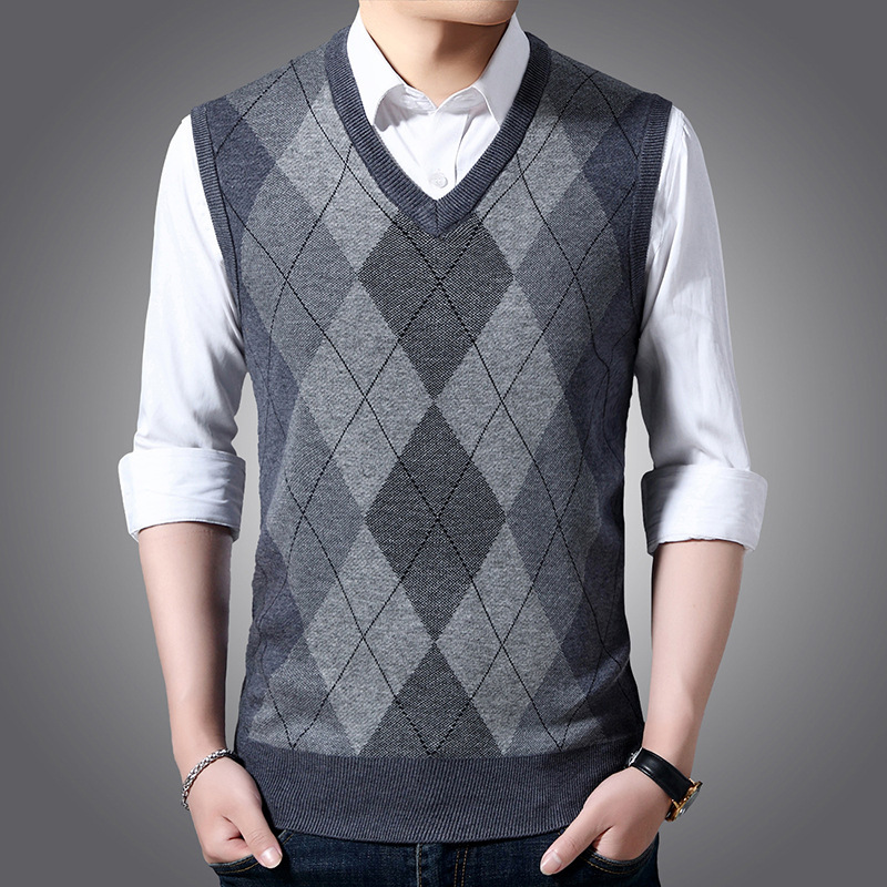 2023 autumn and winter new men's vest casual v-neck bottoming sleeveless knitted vest one-piece delivery I1810