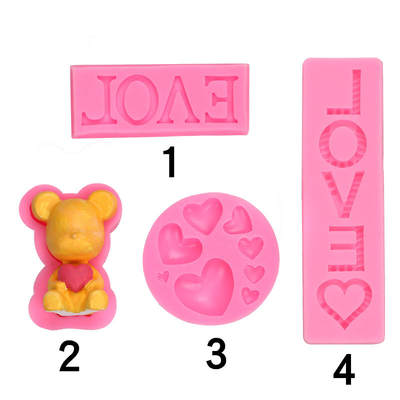 Valentine's Day love Bear English love Silicone Mold DIY Bear love Cake Decoration Mold