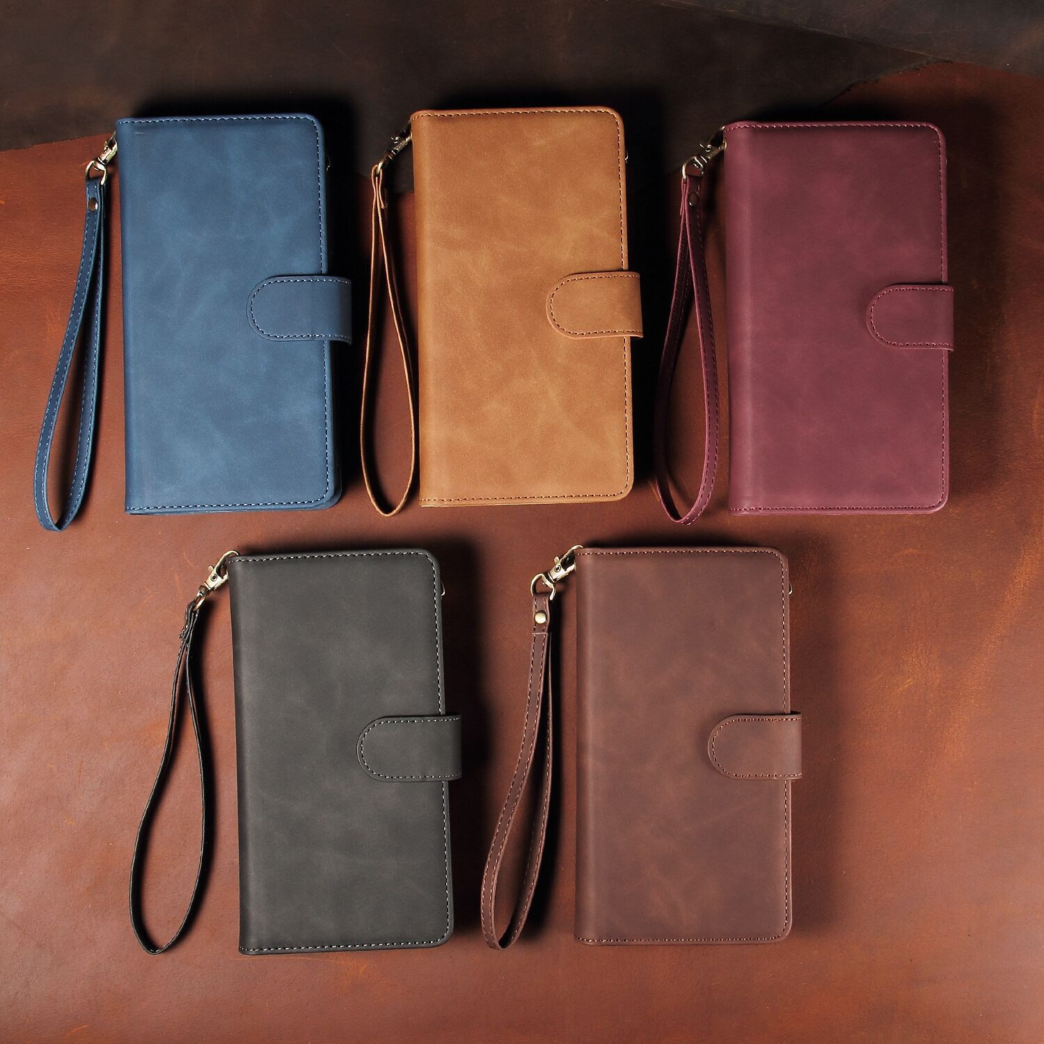 For iPhone14 Skin-feeling Mobile Phone Leather Case Apple 16pro Multi Card Zipper Case XR Wallets Case