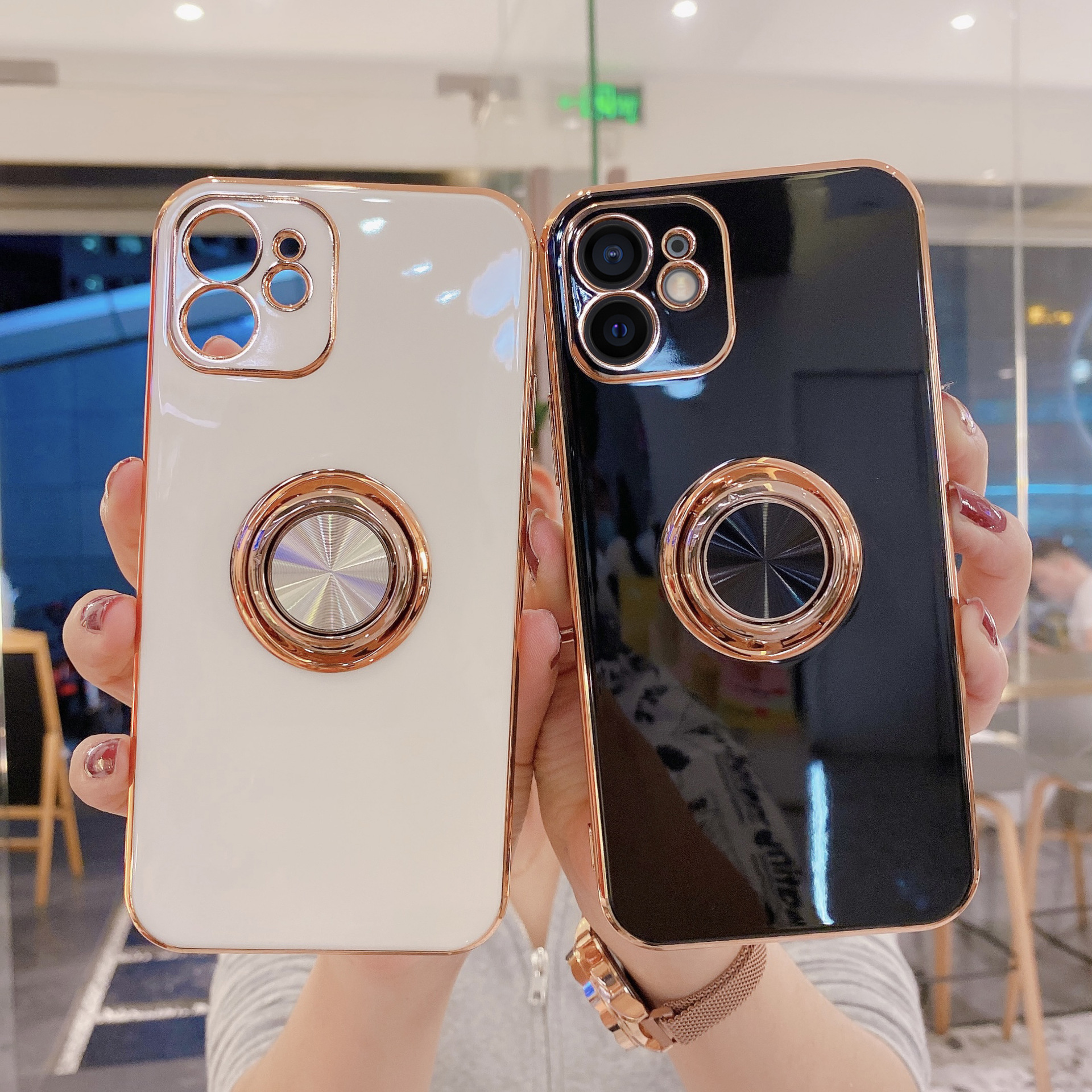 Для iPhone15PROMAX чехол для телефона 6D гальванический кольцевой кронштейн Apple 13 Универсальный защитный чехол с защитой от падений 12