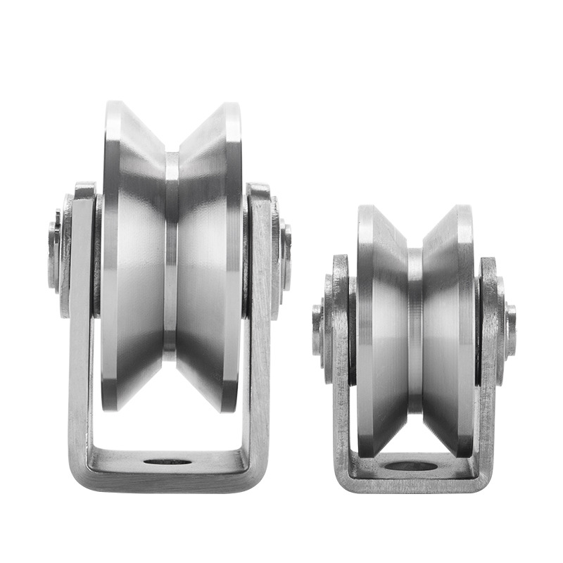 Stainless steel 304/201 track wheel U tripod pulley mobile door hanging wheel U type V type H type groove caster angle wheel