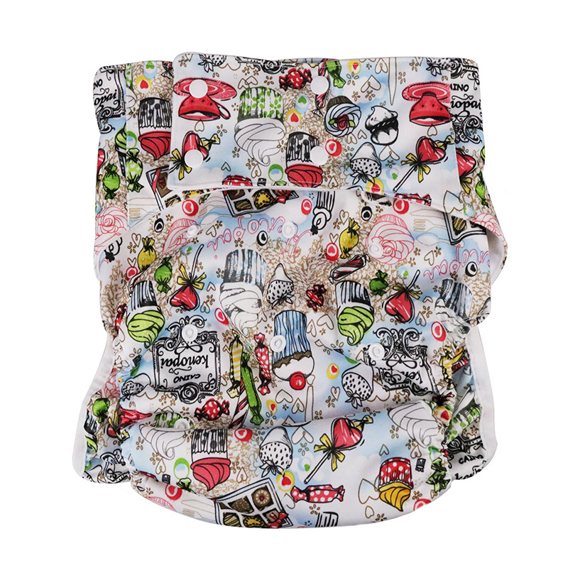 Adult snap button cloth diaper printing increase diaper pocket washable breathable leak-proof adult care products a generation of hair