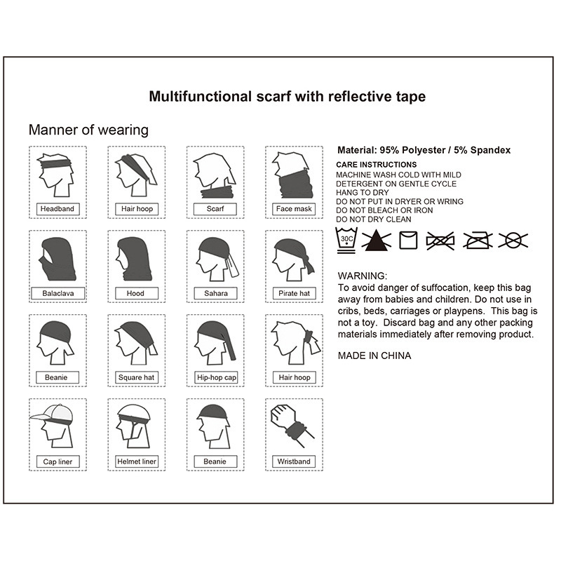 New Variety Magic Headscarf Reflective Strip Scarf Running Sports Summer Sunscreen Outdoor Riding Dust-proof Face Towel