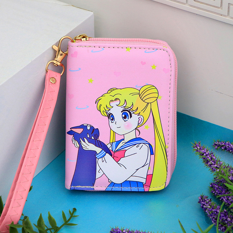 Mini Cartoon beautiful girl cute female student fresh women's short zipper portable wallet