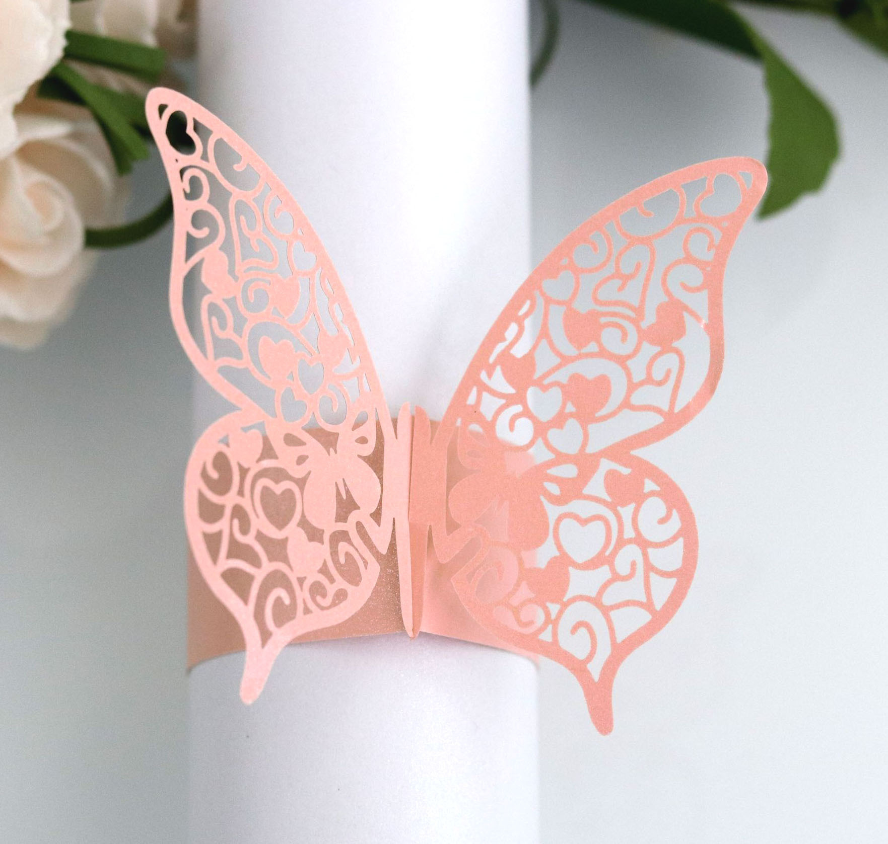 Cross-border European laser hollow three-dimensional butterfly towel buckle wedding banquet napkin ring paper buckle Shenzhen spot wholesale