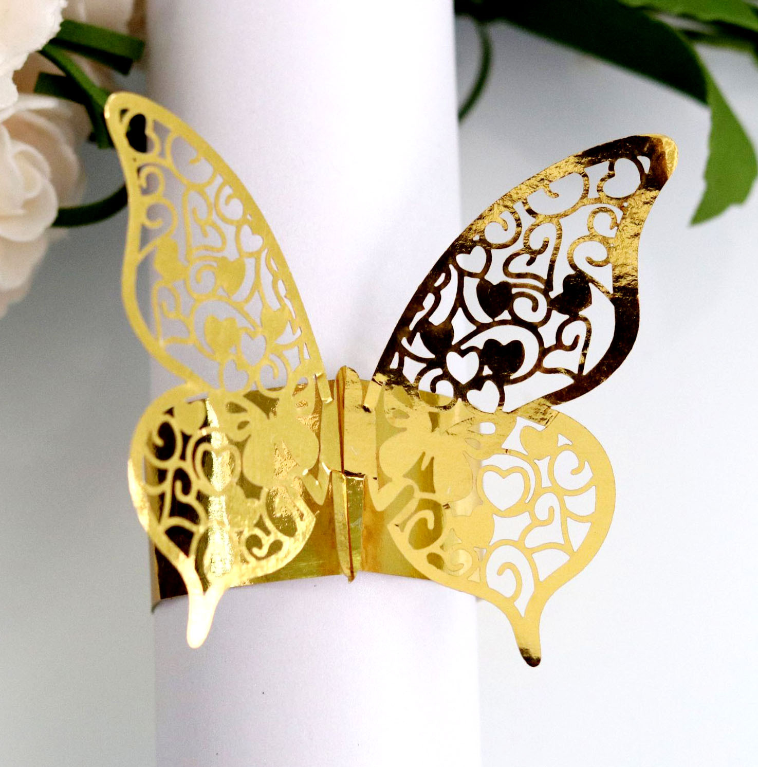 Cross-border European laser hollow three-dimensional butterfly towel buckle wedding banquet napkin ring paper buckle Shenzhen spot wholesale