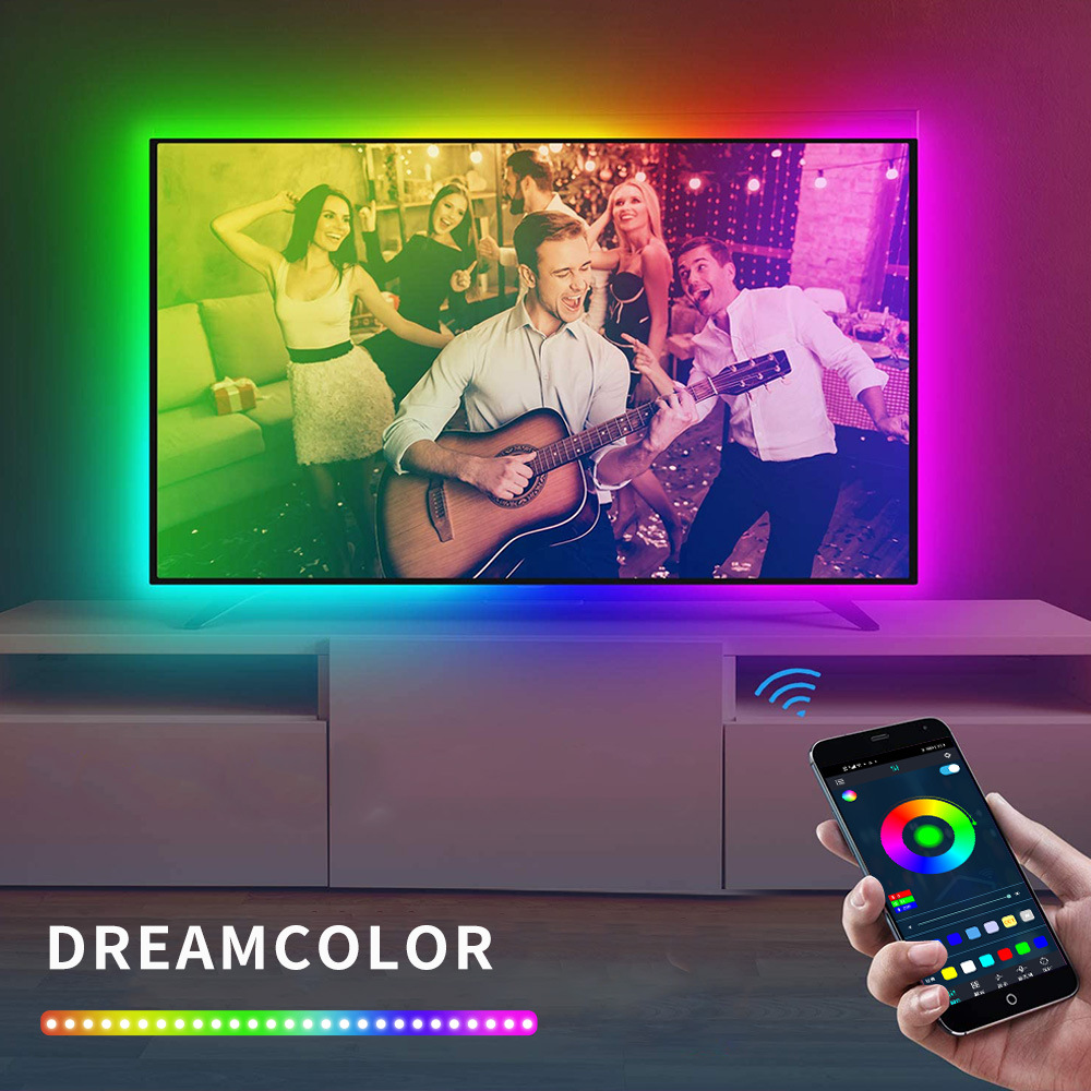TV and Computer Backlight Strips 5V USB RGB IC Music Rhythm Running TV Light Strips Smart Chromatic LED Strips