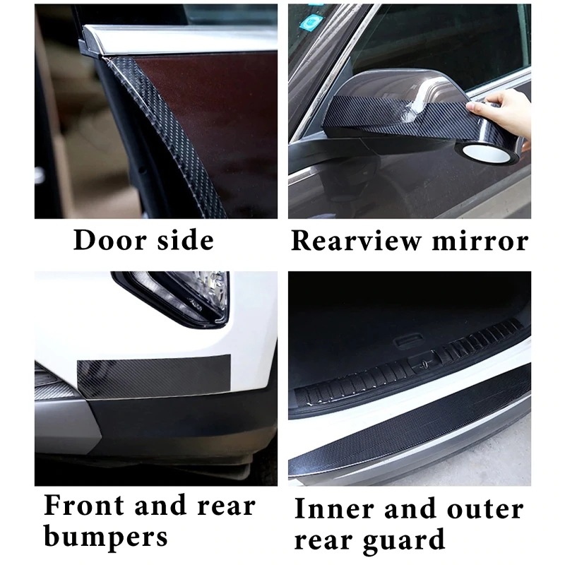 Car door anti-collision strip threshold strip 5D carbon fiber tape protective strip sticker modified welcome pedal Universal