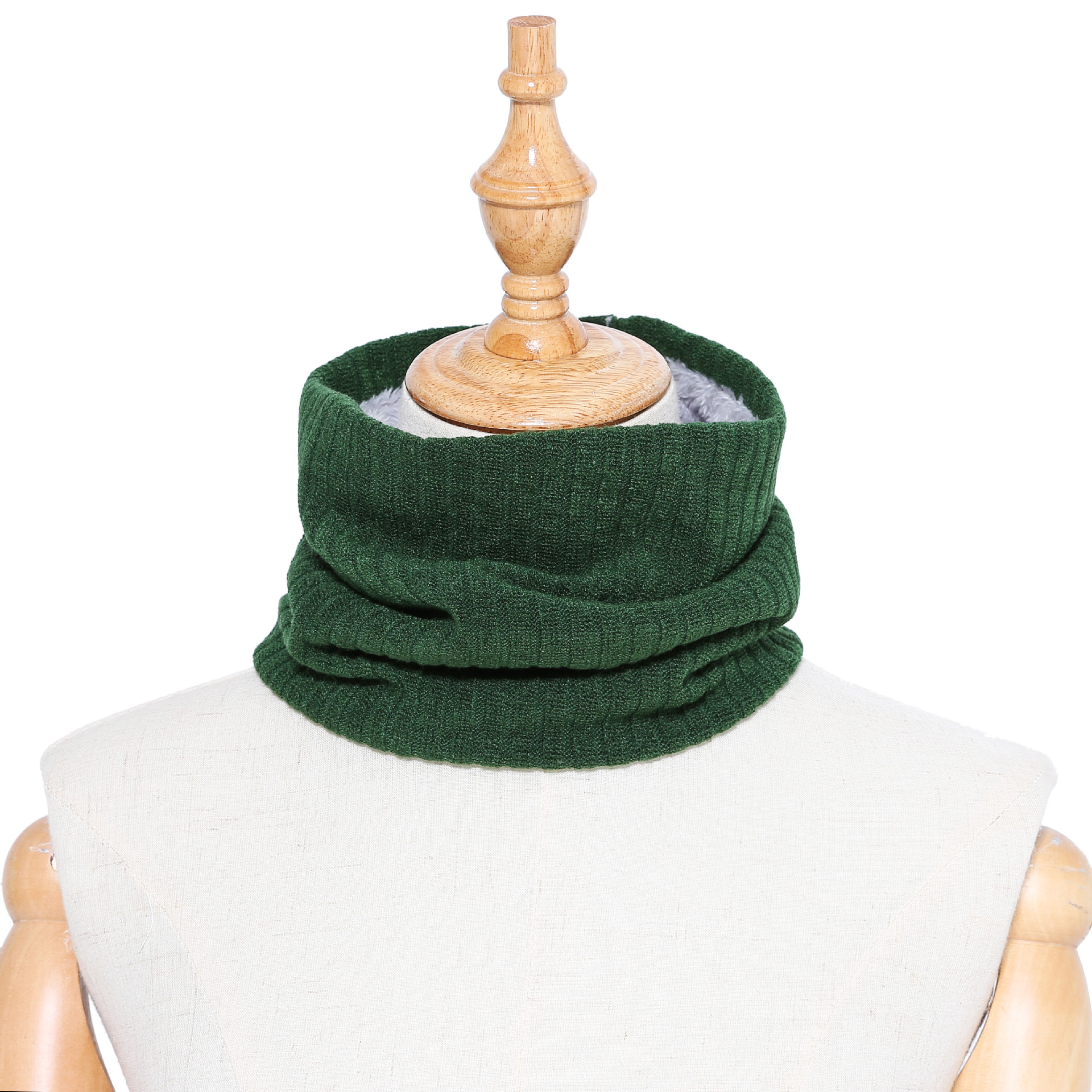 Amazon winter solid color knitted collar outdoor warm collar men's and women's double-layer pullover fleece-lined scarf in stock