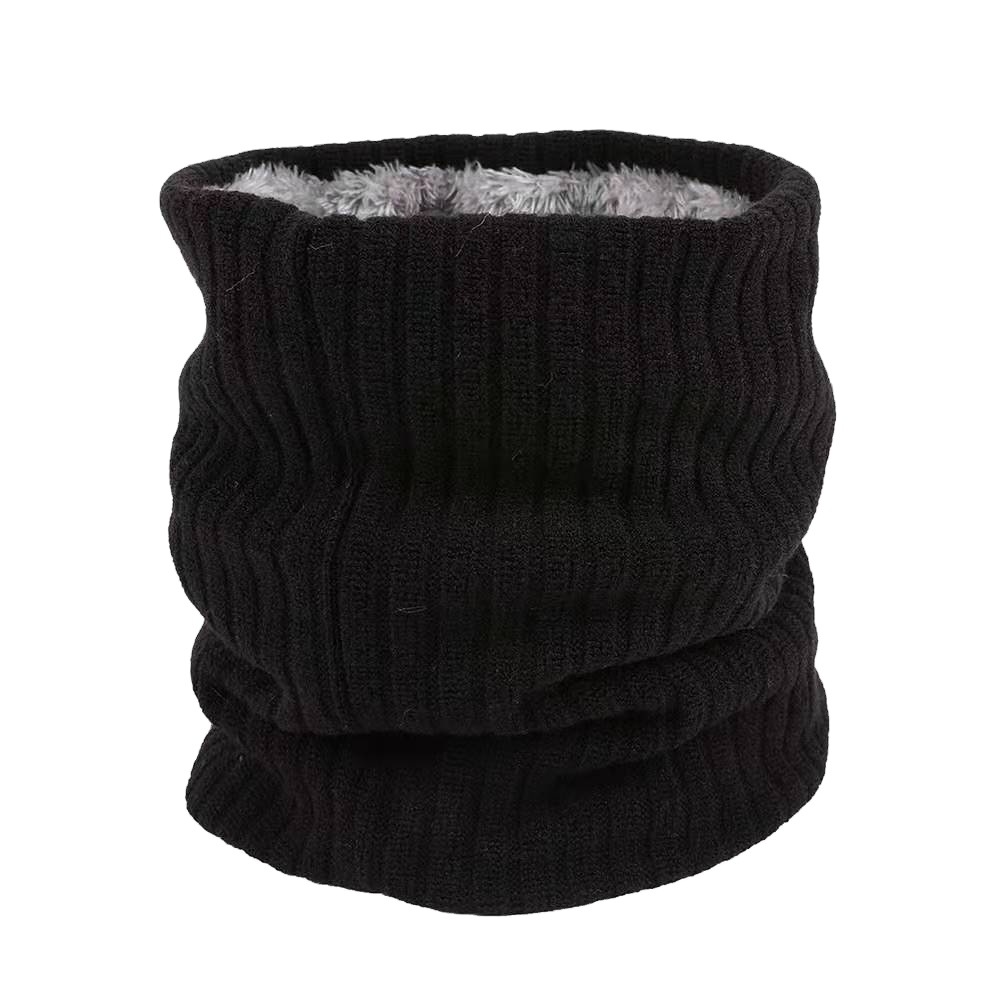 Amazon winter solid color knitted collar outdoor warm collar men's and women's double-layer pullover fleece-lined scarf in stock