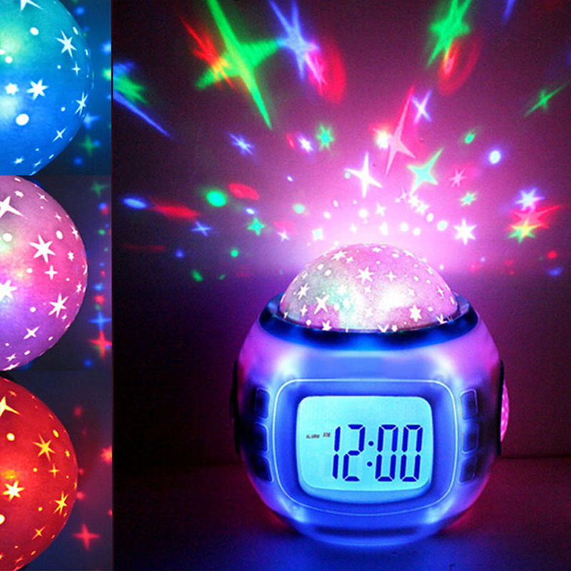 Dream Music All over the Sky Stars Projection Alarm Clock Birthday Gift Internet Celebrity Toy Children's Sleep Alarm Clock Night Lights