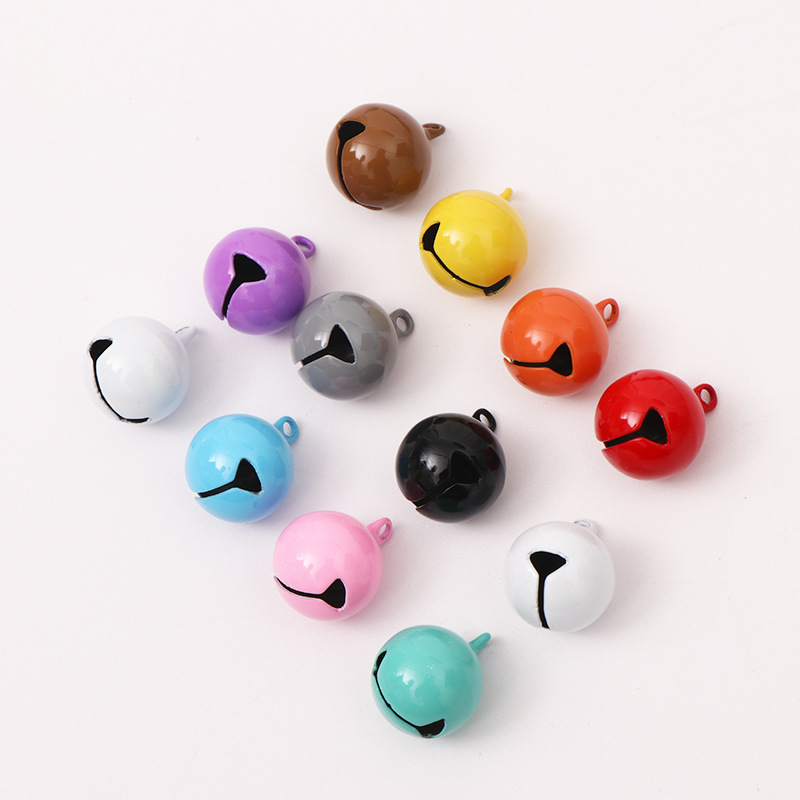 14mm Baking Paint Bell Christmas Hanging Colorful Small Bell Pendant Spray Paint Collar Jewelry Bell Keychain Accessories