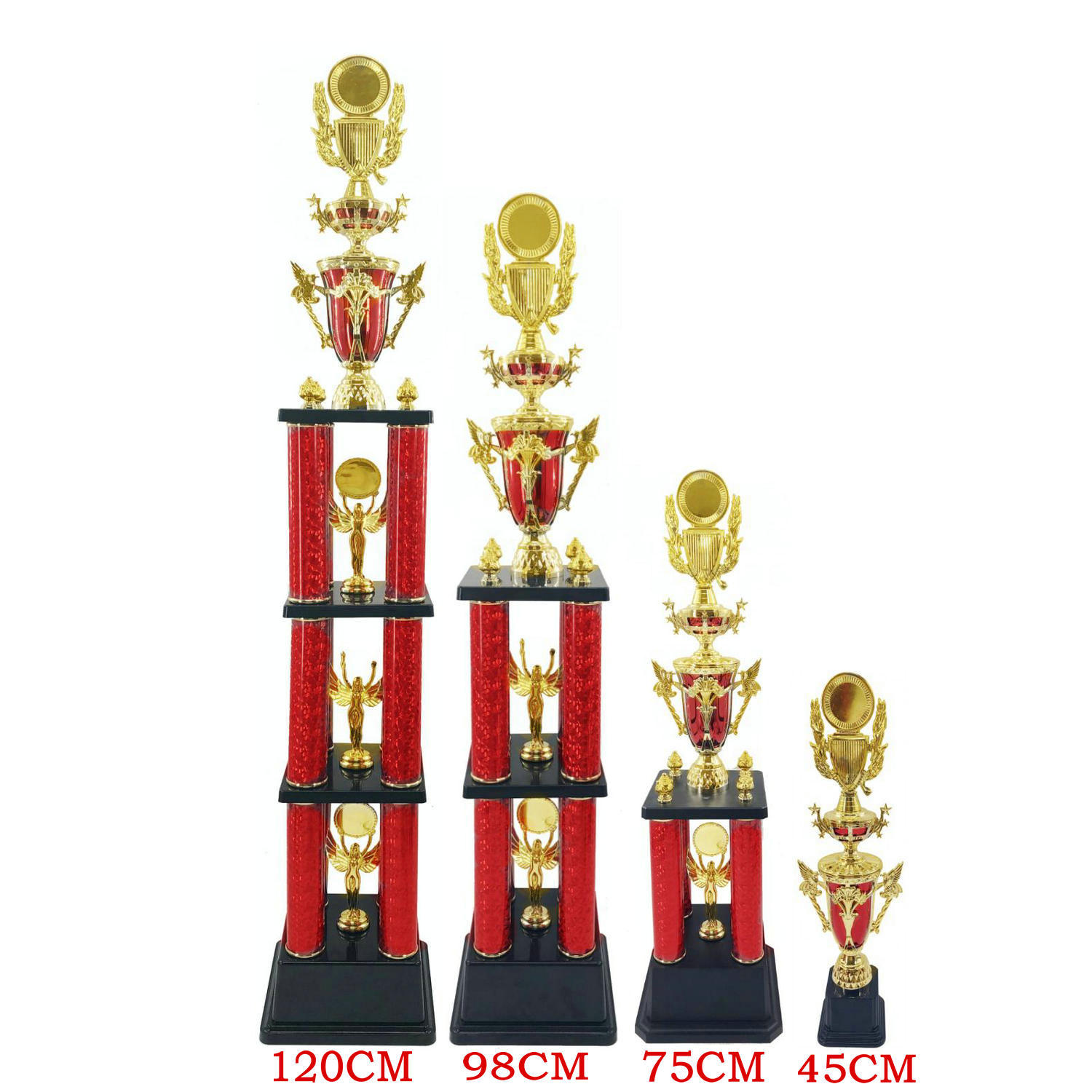 High-grade trophy School Art sports Children students adult four-column trophy plastic metal Trophy medal
