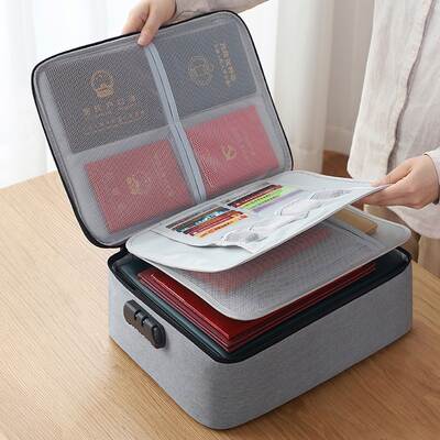 New large capacity multi-functional certificate storage bag with lock family multi-layer document passport card bag storage box wholesale