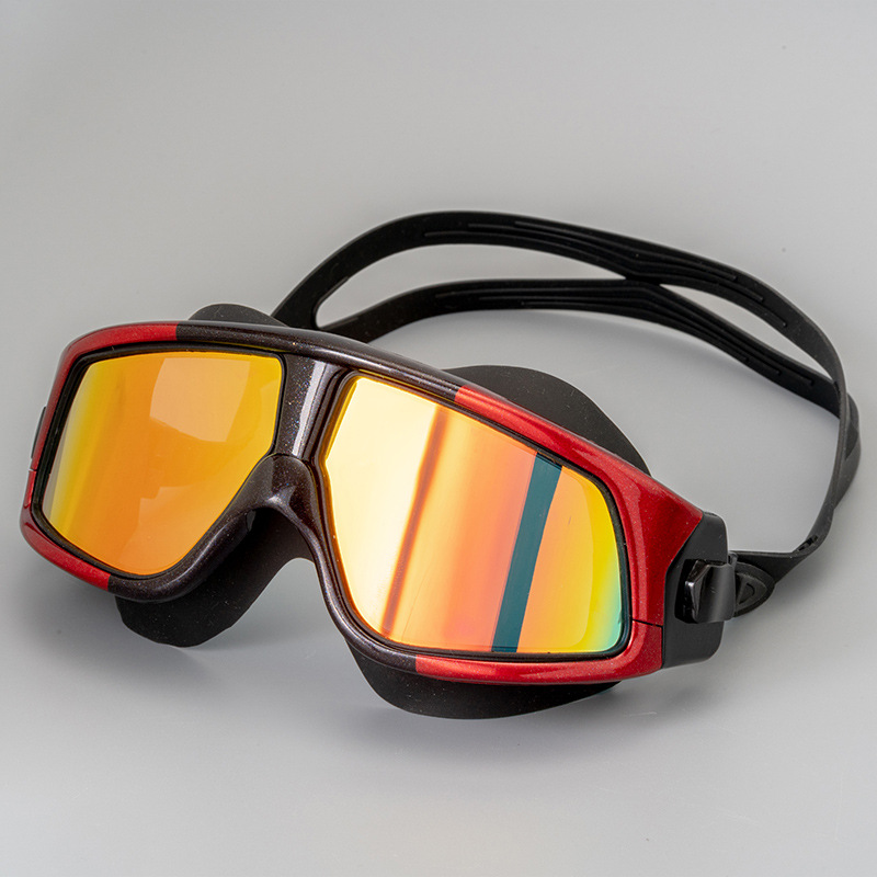 Amazon Flat Light Electroplated Anti-fog Goggles Eye-absorbing Waterproof HD Adult Unisex Large Frame Myopia Goggles