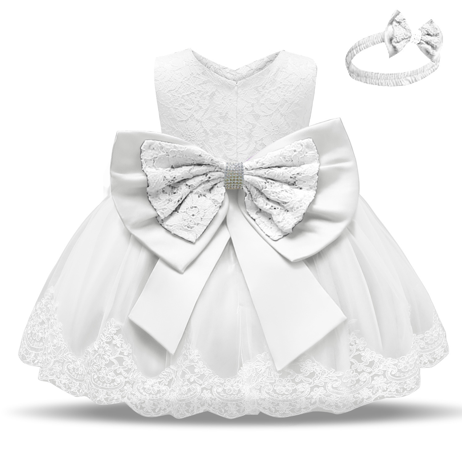 Baby's one-year-old dress 2021 cross-border new Full Moon dress women's mesh printed baby dress with bow