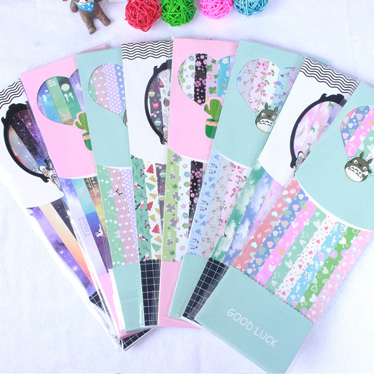 Cartoon printed stars origami strip four-leaf clover Christmas stars handmade origami color handmade paper package