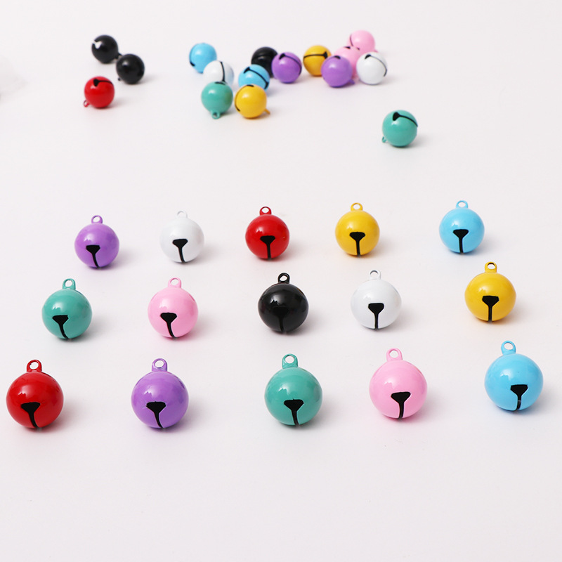 14mm Baking Paint Bell Christmas Hanging Colorful Small Bell Pendant Spray Paint Collar Jewelry Bell Keychain Accessories