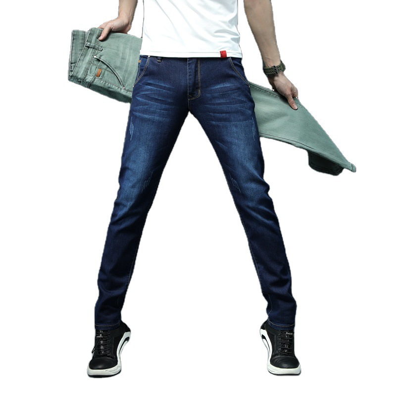Taobao foreign trade wholesale men's denim leggings color stretch slim fit denim pants boys