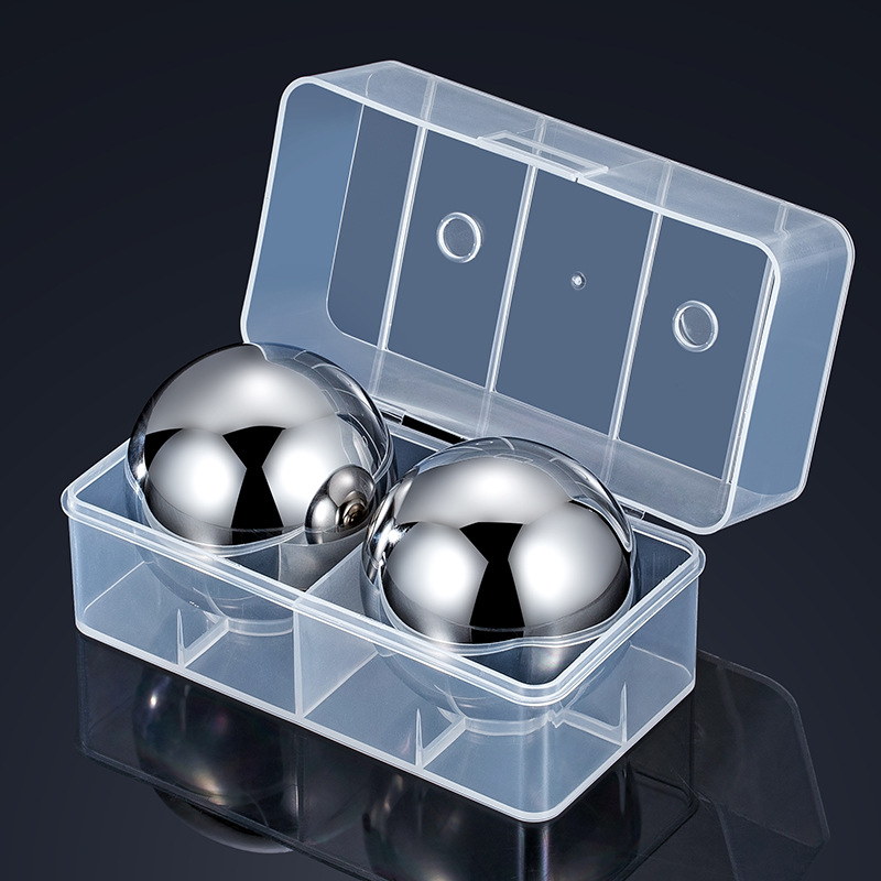 Stainless steel ice cube spherical ice wine stone 304 steel block ice wine products metal 55MM ice cube clip wholesale