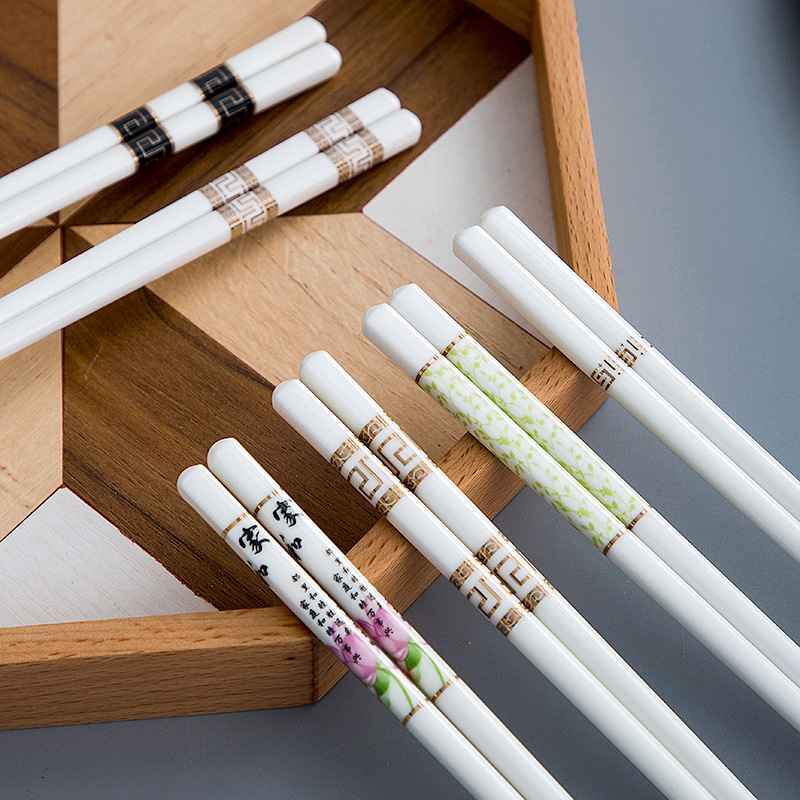 Ceramic chopsticks factory direct home easy to clean environmental protection Nordic gold ceramic tableware chopsticks gifts