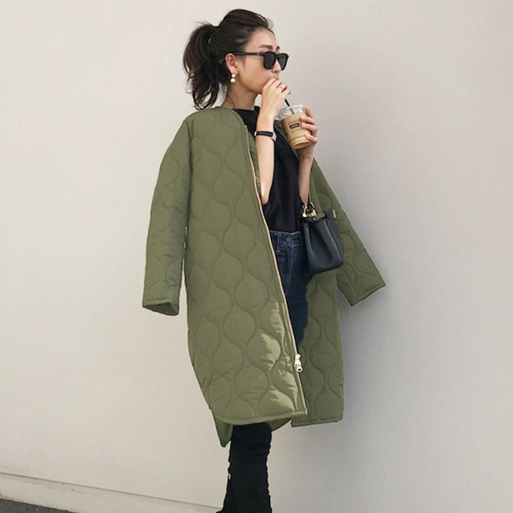 Amazon new cotton-padded jacket 2022 winter Korean fashion long round neck elegant round plied coat women's spot
