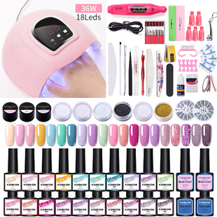Cross-border New Product Nail Polish Glue Set UV Phototherapy Nail Polish Glue Nail Glue Set Functional Glue Sanding Machine Extension Glue