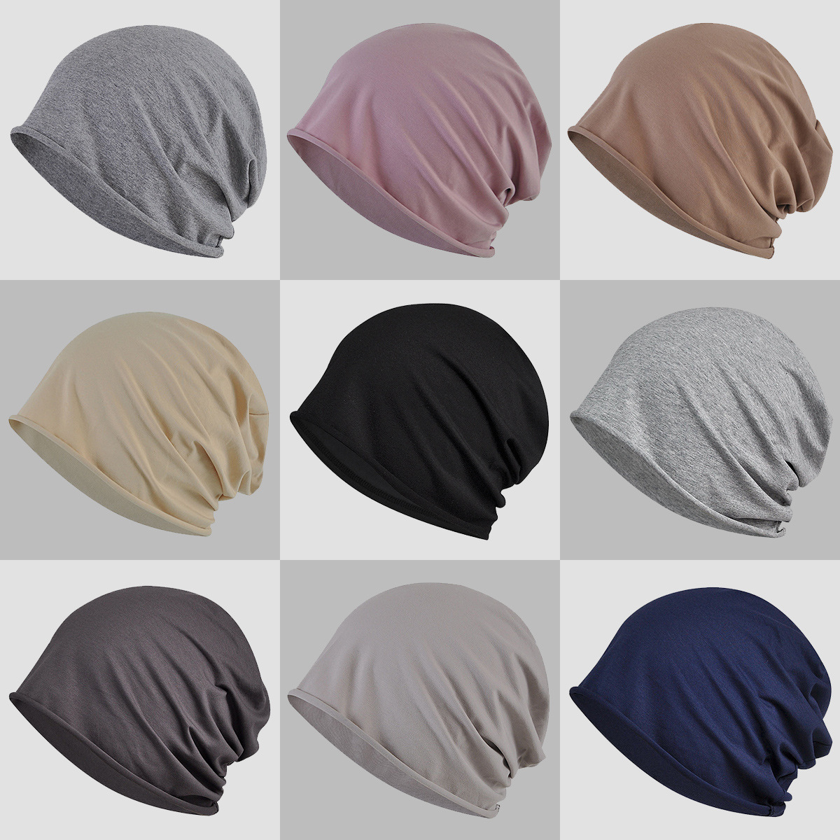 Turban Hat Women's Spring and Summer Capping Thin Cotton Single-Layer Pullover Cap Men's and Women's Curled Breathable Header Cap Nightcap