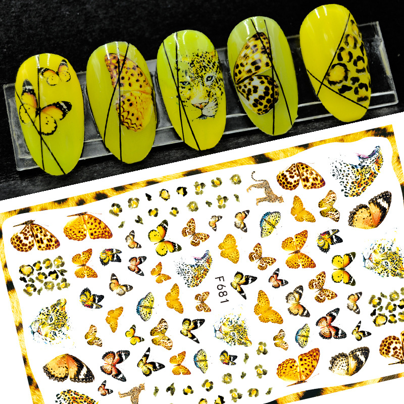 New F Leopard Color Butterfly Series Nail Stickers INS Little Red Book Online Red Nail Stickers Cross-border Explosions