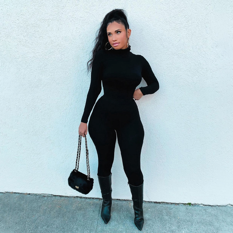 European and American women's clothing Amazon cross-border foreign trade autumn and winter new solid color tight sports fitness jumpsuit pants women