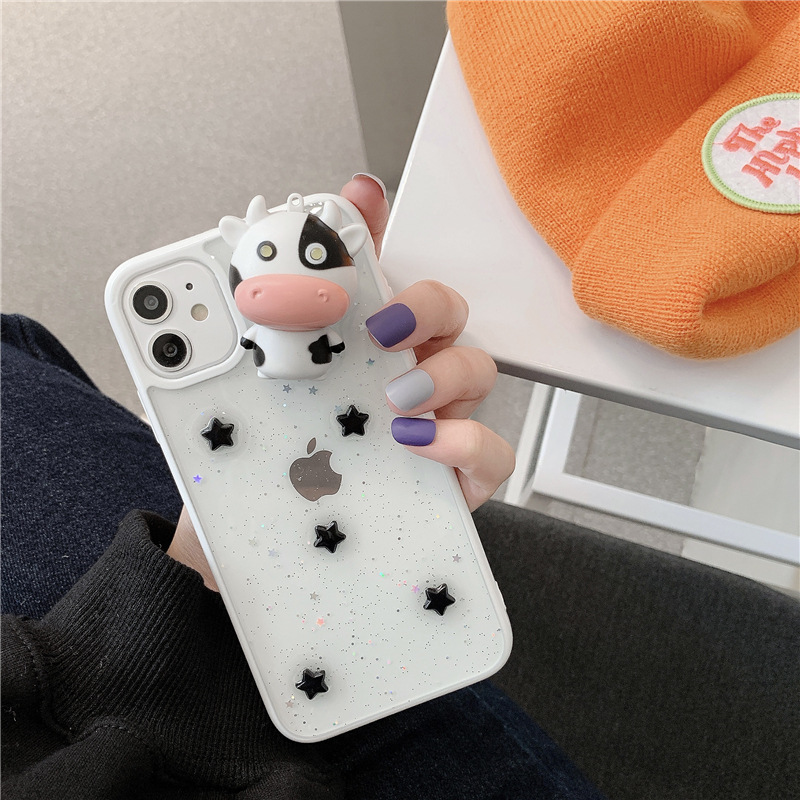 立體發光奶牛13ProMax適用蘋果11/12手機殼iPhoneX/XR創意7/8plus