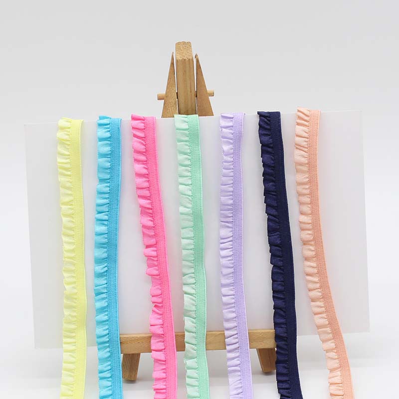 In stock 23 colors 10mm cloth fungus lace one-way ruffled ruffled pleated bjd elastic band shoes climbing clothes pet