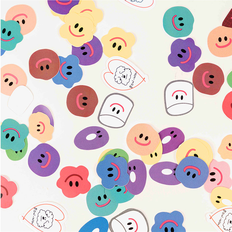Korean ins Smiley Sticker Student's Hand Account diy Decorative Material Cute Small Sticker Seal Sticker