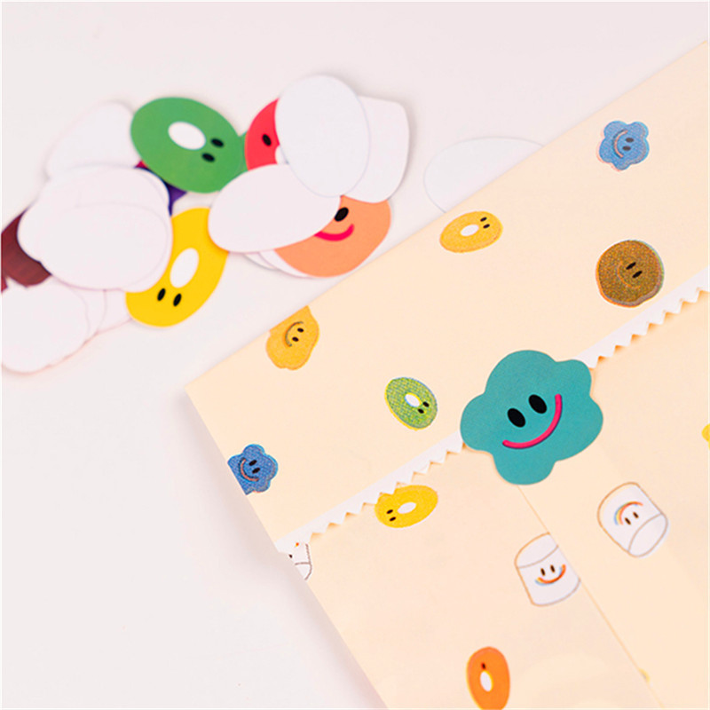 Korean ins Smiley Sticker Student's Hand Account diy Decorative Material Cute Small Sticker Seal Sticker