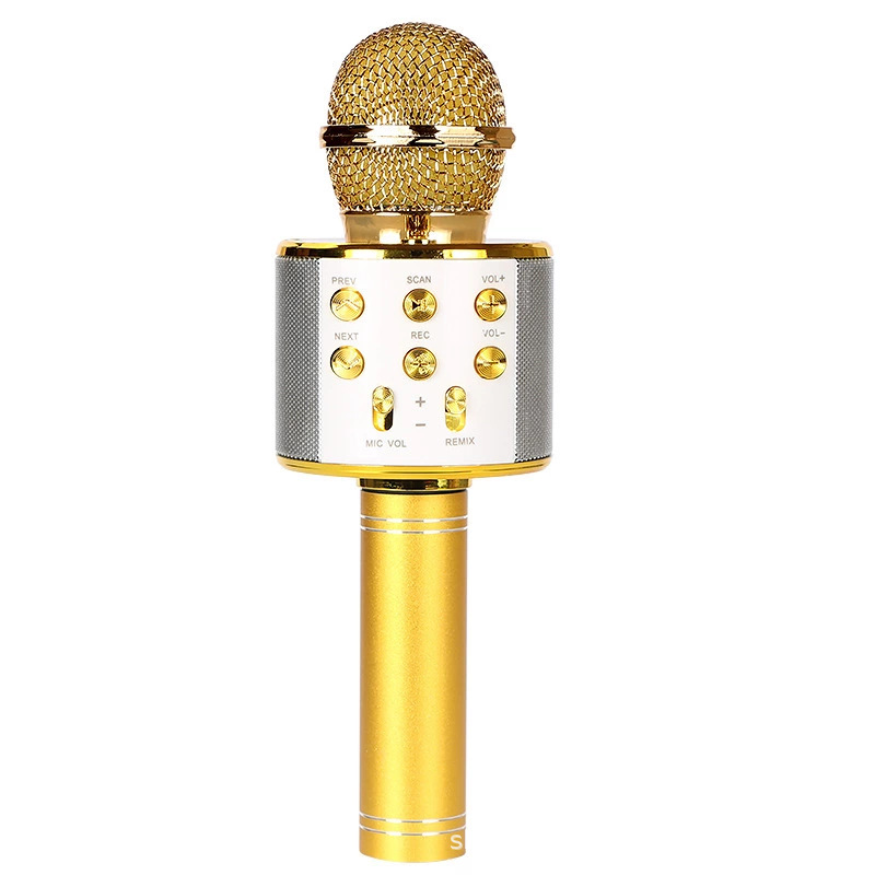 WS858 Bluetooth Microphone Mobile Phone K Song Wireless Microphone Home Audio Integrated WS858L with Light Factory Generation