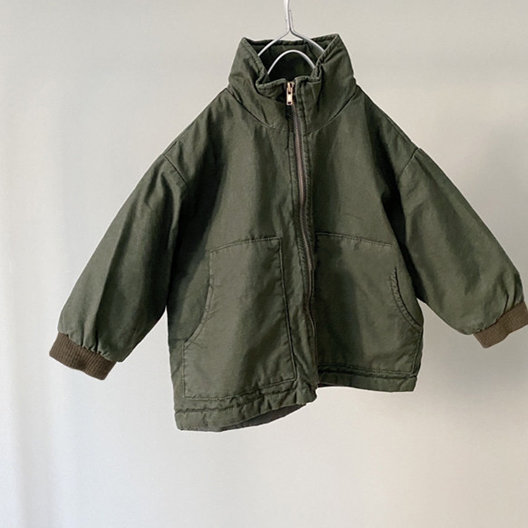 Korean Parent-Child Style Thickened Cotton Jacket with Vertical Collar for Boys and Girls Children's Autumn and Winter Wear Parent-Child Wear All-Match