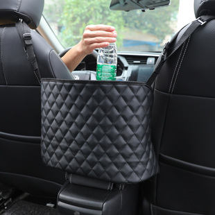 Car storage net pocket car storage bag seat storage bag foldable leather storage bag car chair back bag